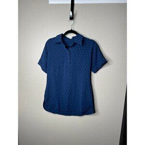 Bashafo Women's Blue Polo‎ size small short sleeve collared polyester button